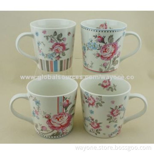 New Bone China Footed Mugs with Floral Design, Royal Shape, Ideal as Present, Food-safe